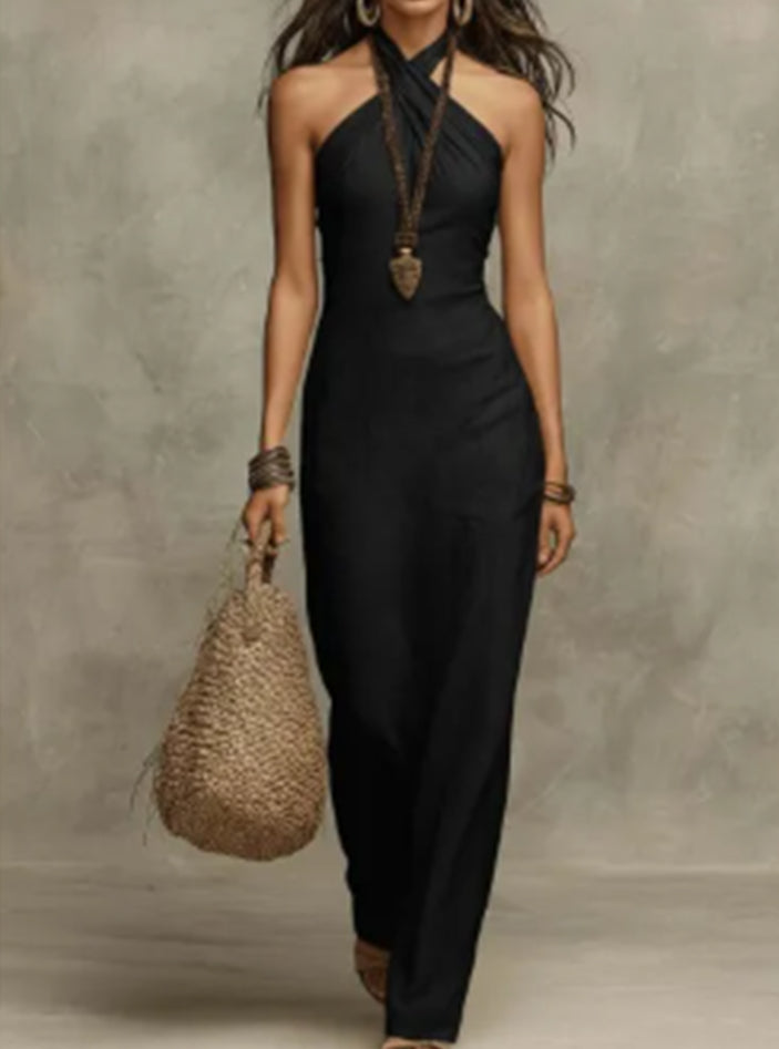 Women's Casual Solid Color Relaxed Fit Plus Size Jumpsuit