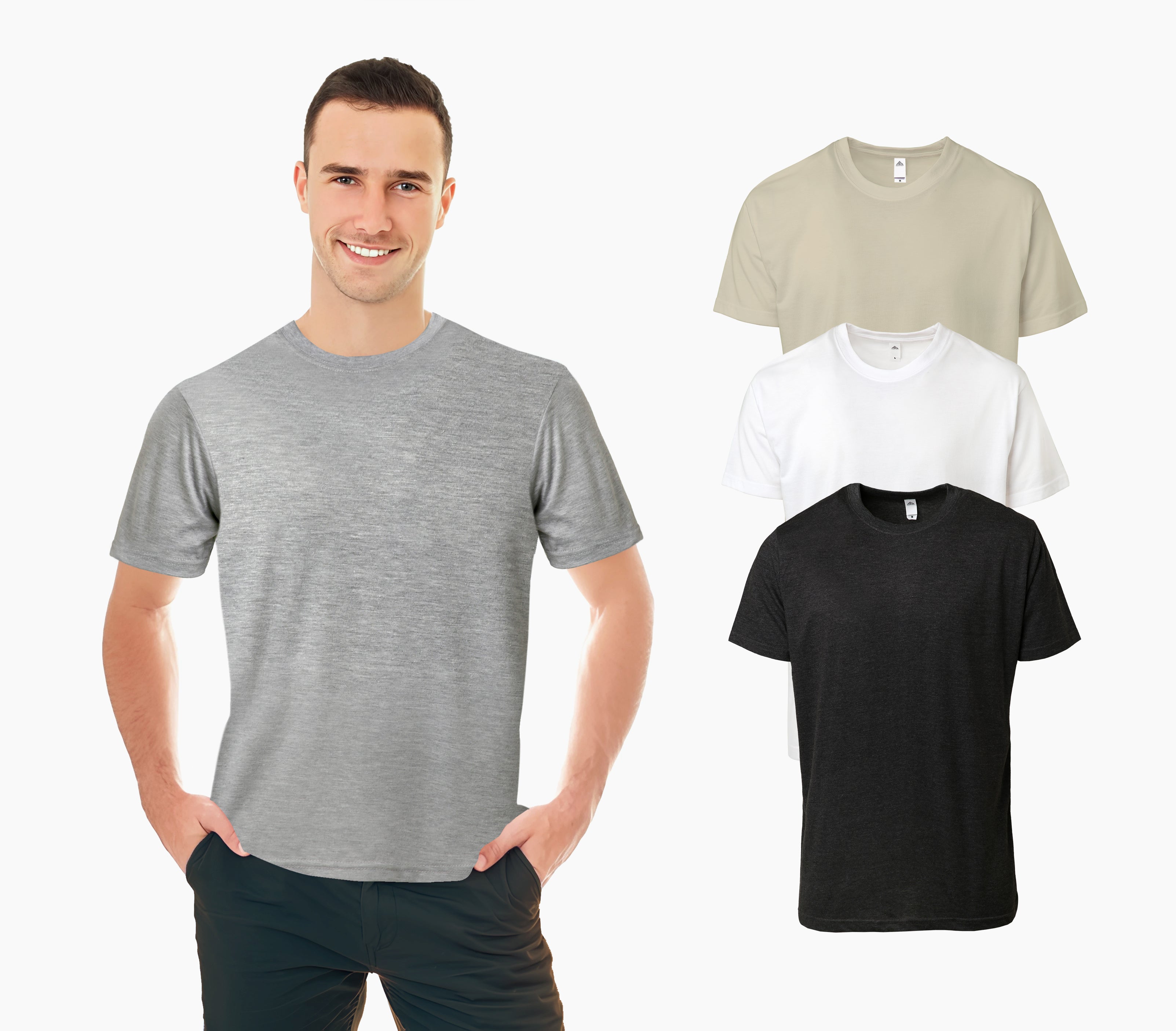3 PC Men's Extra Soft Medium Weight Short Sleeve Premium T-Shirts