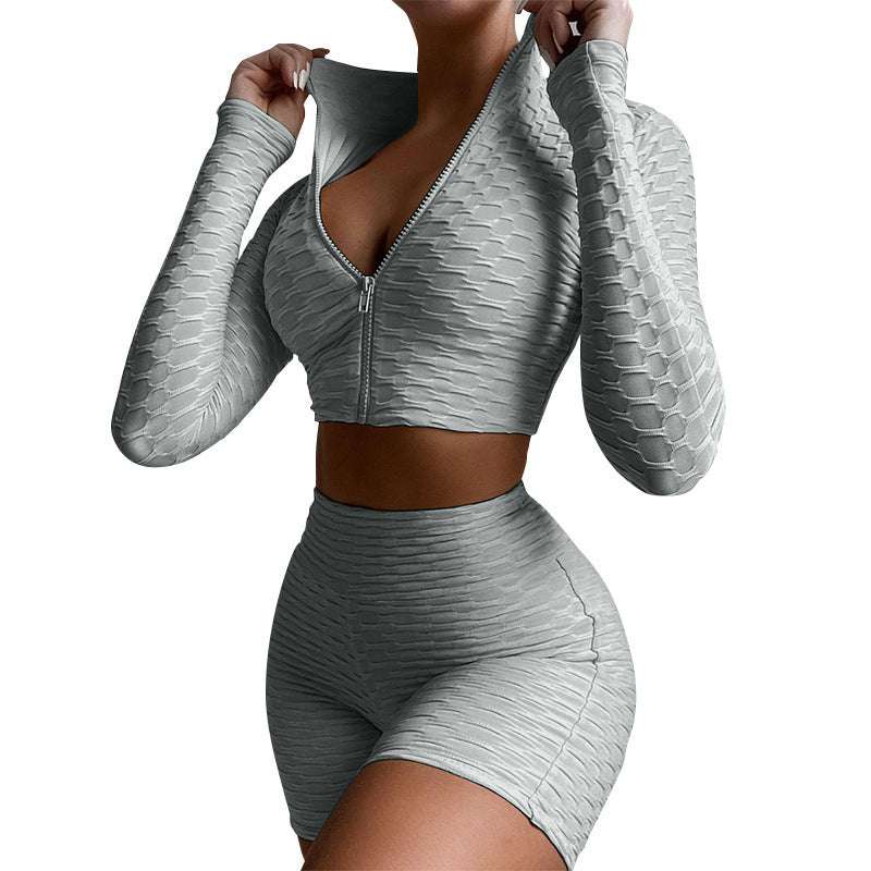 Women's Long Sleeve Yoga Fitness Tummy Control Tracksuit