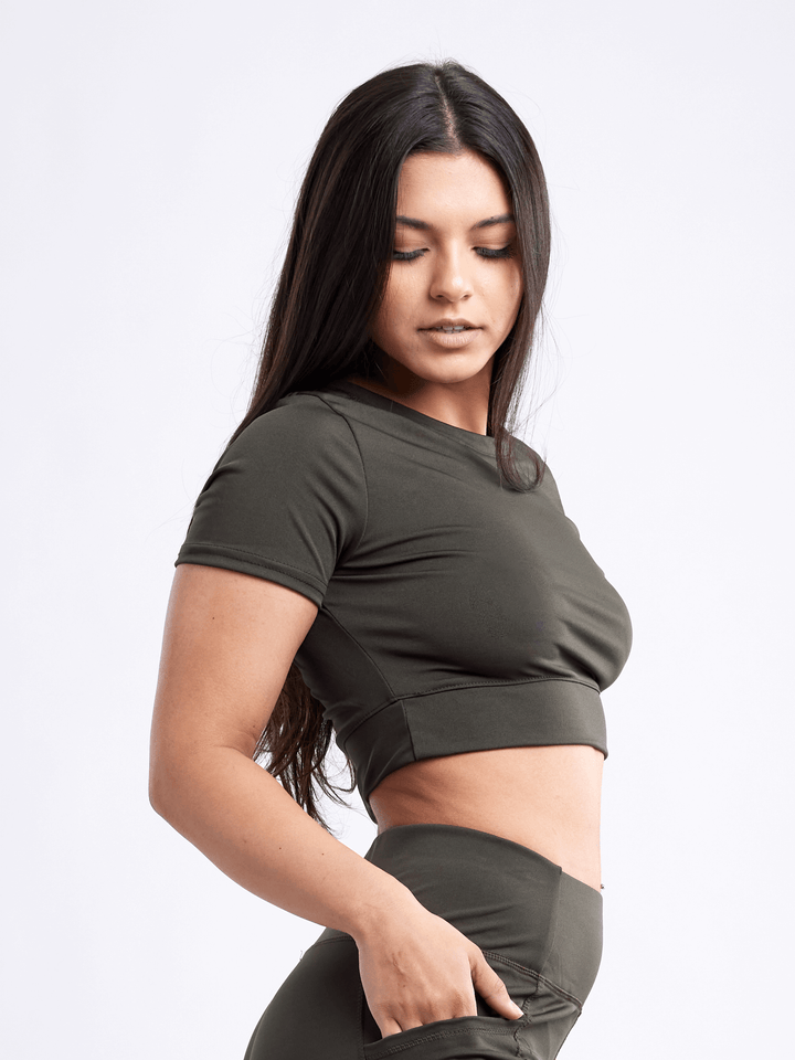 JupiterGear Women's Short-Sleeve Workout Crop Top