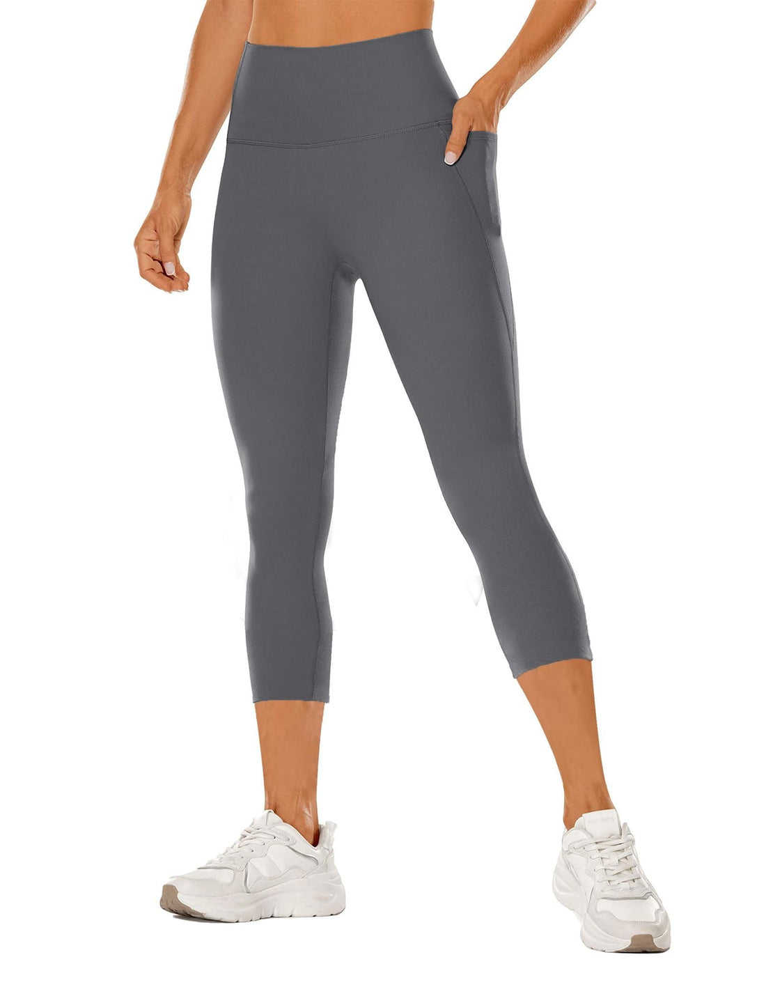 Women's High-waisted Cropped Yoga Pants with Pockets