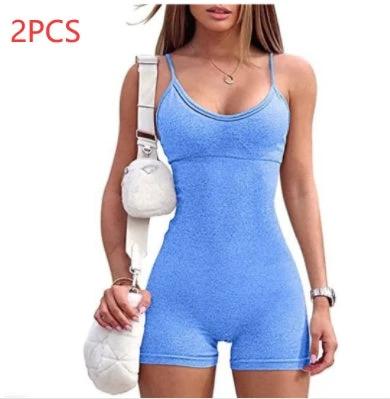 Women's Spaghetti Strap Shorts Yoga Workout Jumpsuit