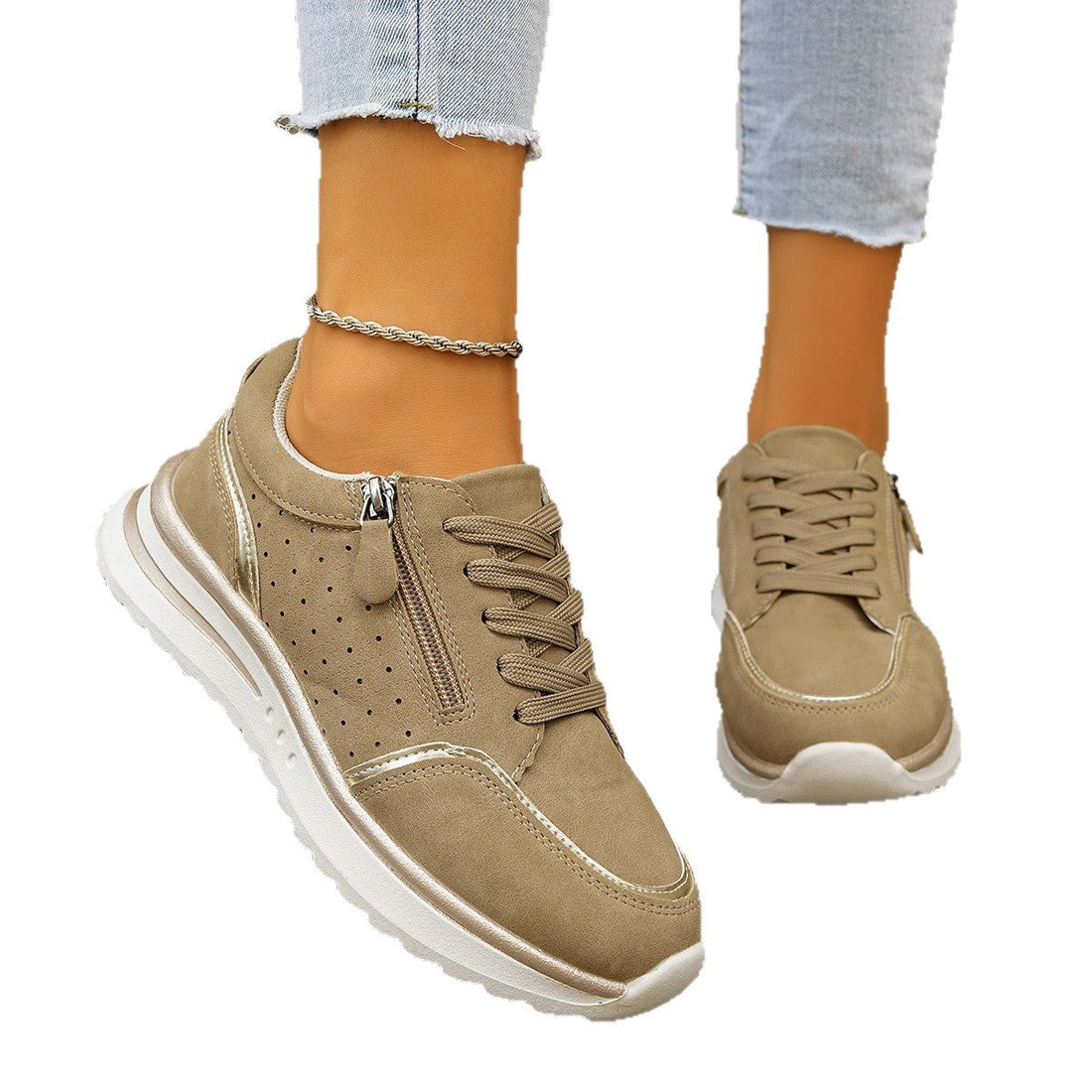 Women's Side-Zip Chunky Sole Sneakers