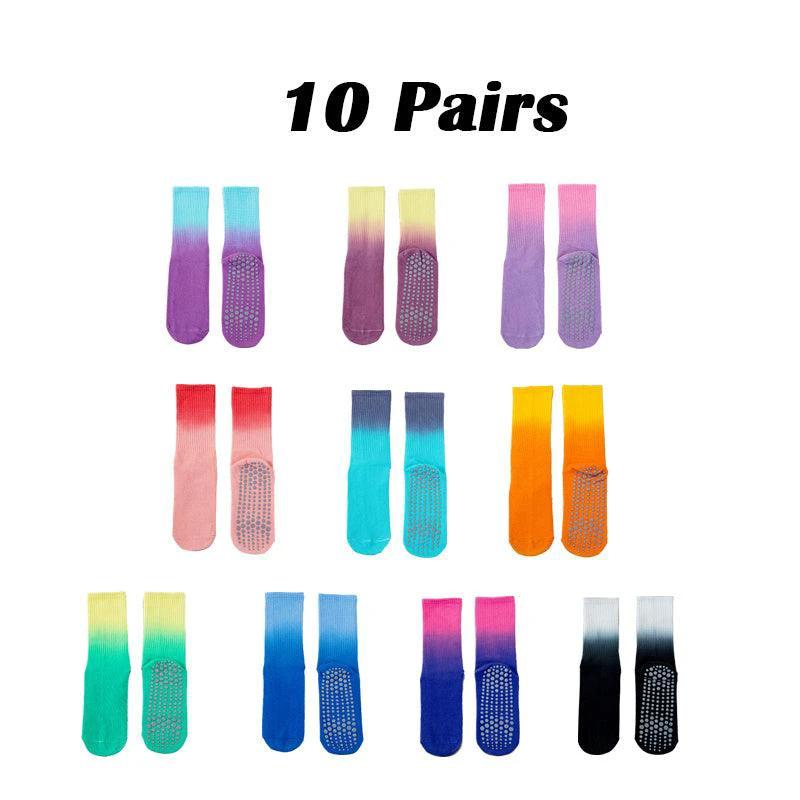 Women's SoleBalance Yoga Socks - 10 Pairs Non-Slip Grip