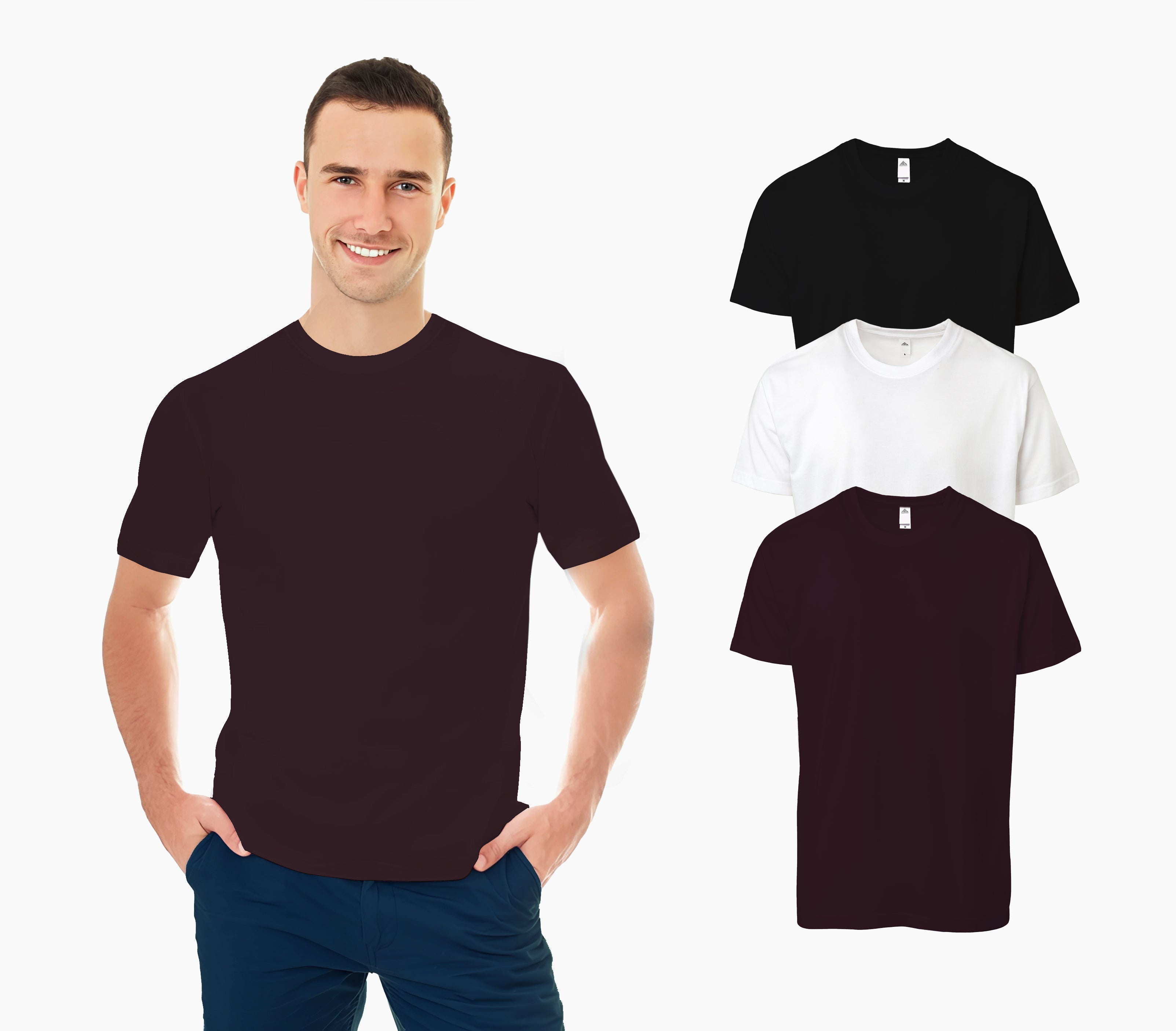 3 PC Men's Extra Soft Medium Weight Short Sleeve Premium T-Shirts