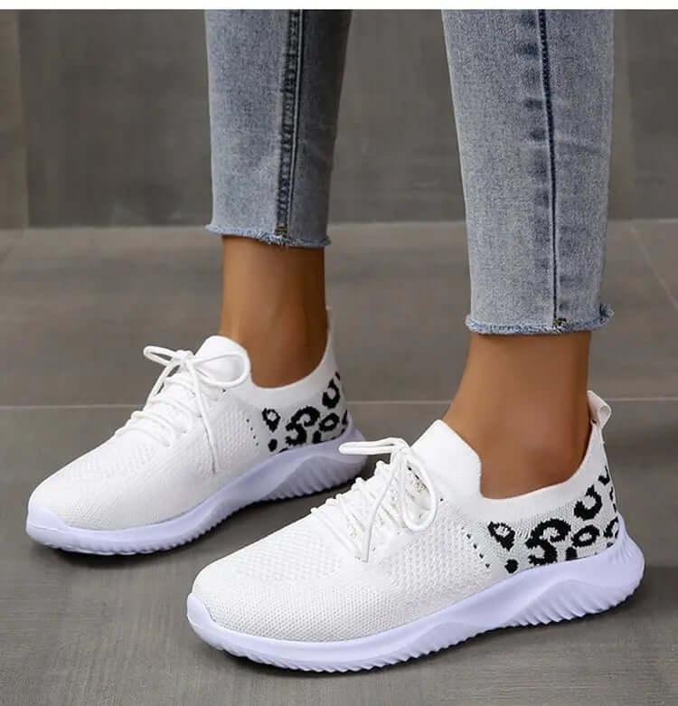 Women's Leopard Print Lace-up Sport Sneakers