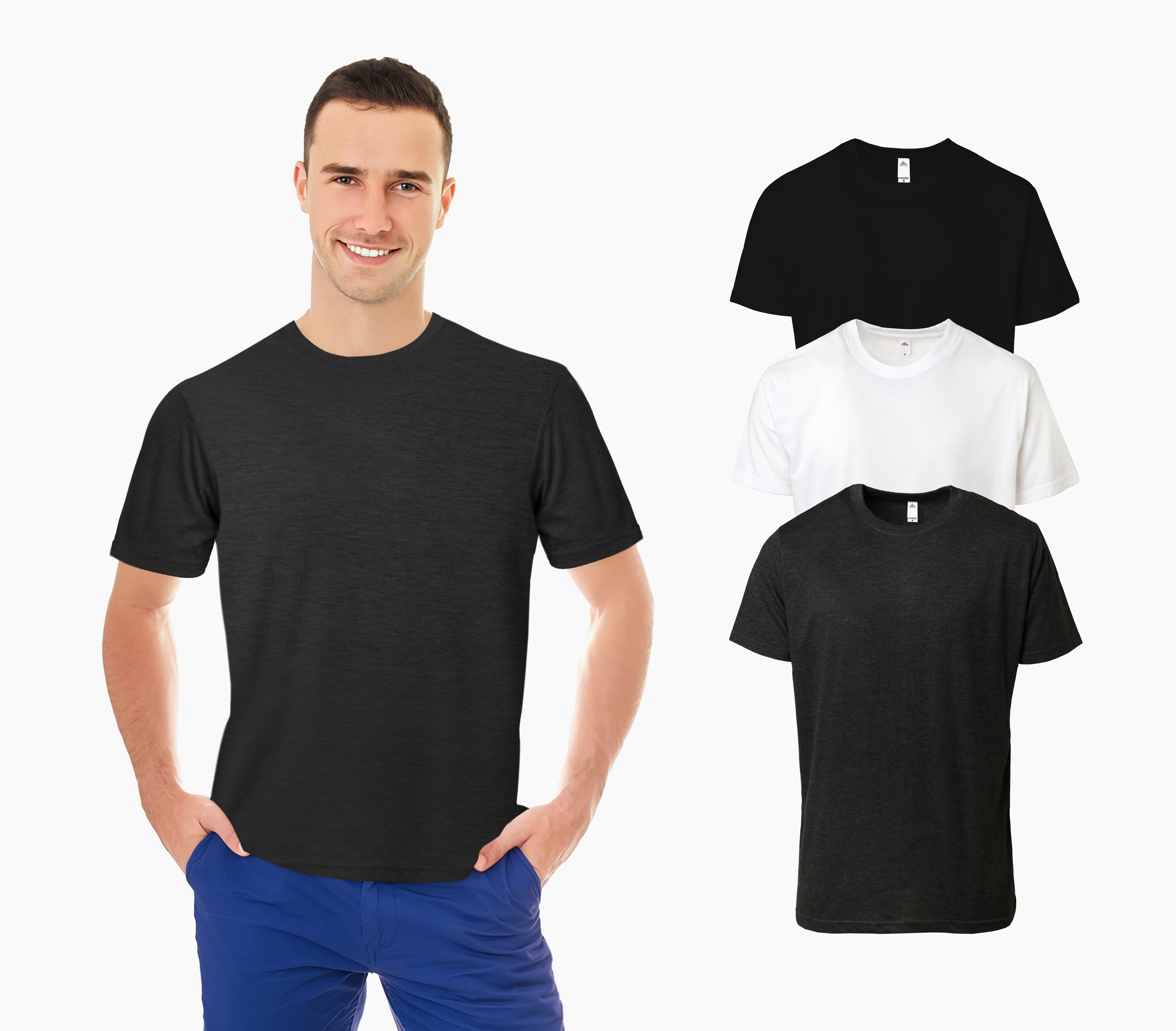 3 PC Men's Extra Soft Medium Weight Short Sleeve Premium T-Shirts