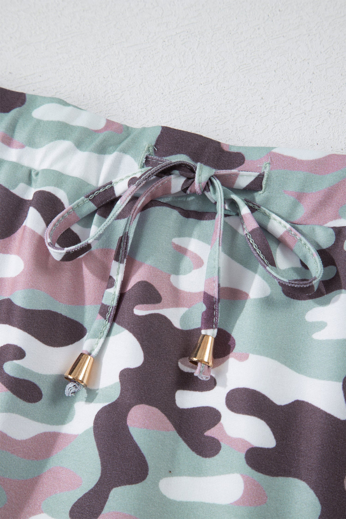 Women's Camo Drawstring High Waist Mini Skort