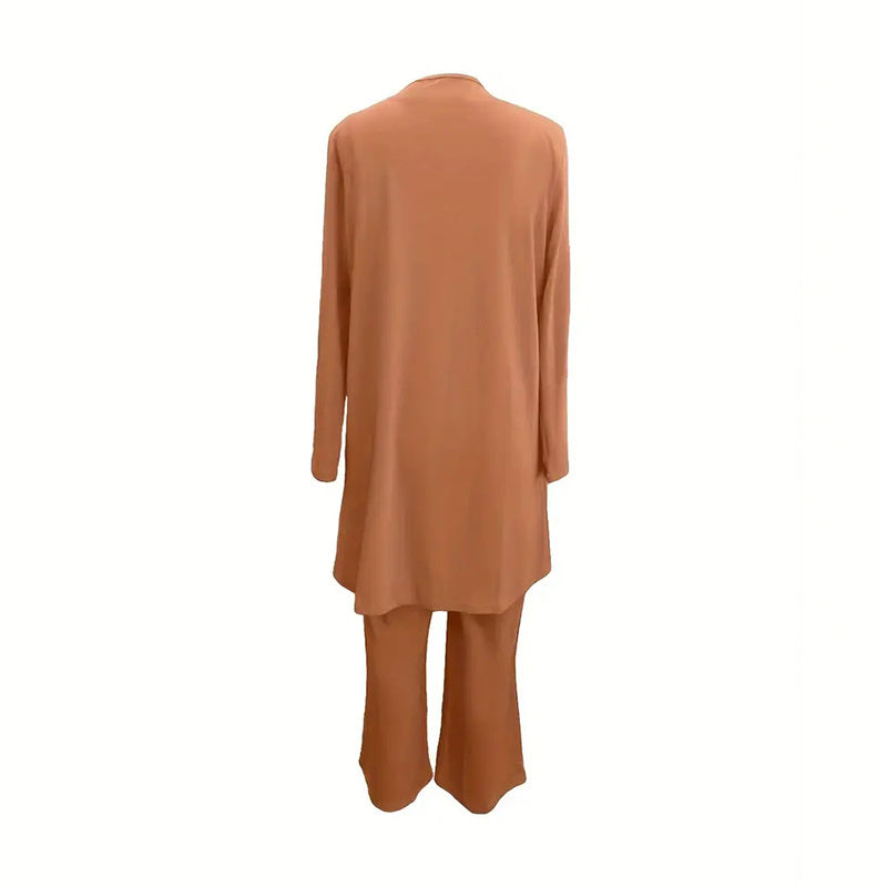Women's Plus Size Casual Open Front Cardigan 3-Piece Set