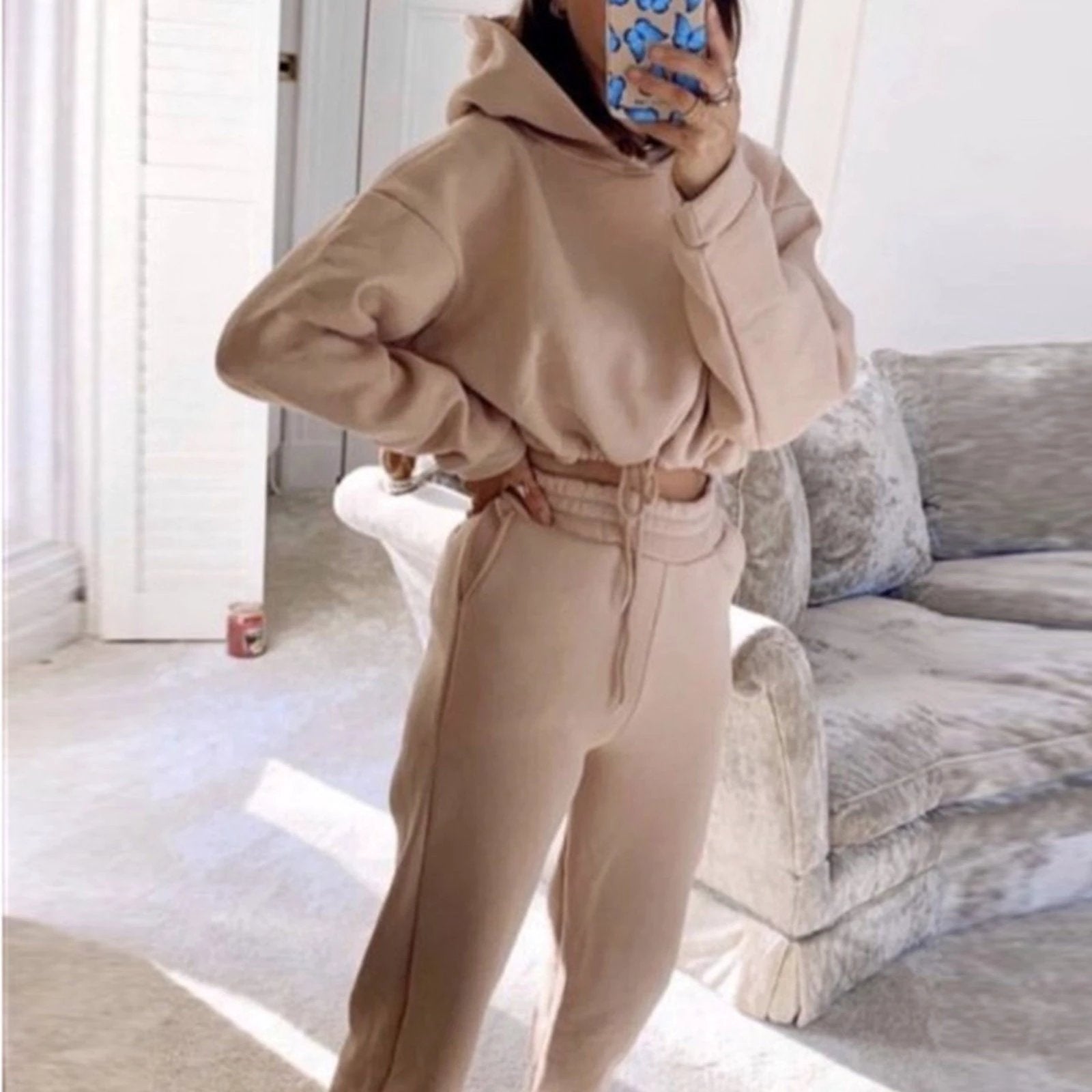 Women's 2-Piece Jogging Suit - Long Sleeve Hoodie Tracksuit