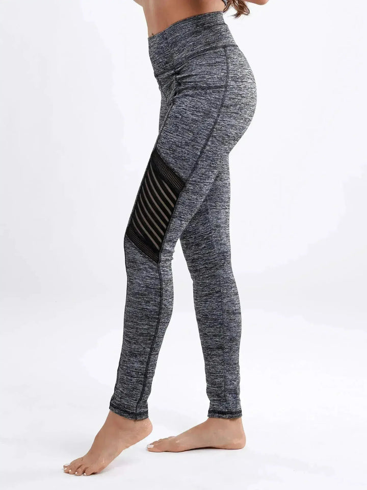 Women's High-Waisted Pilates Leggings with Side Pockets & Mesh Panels