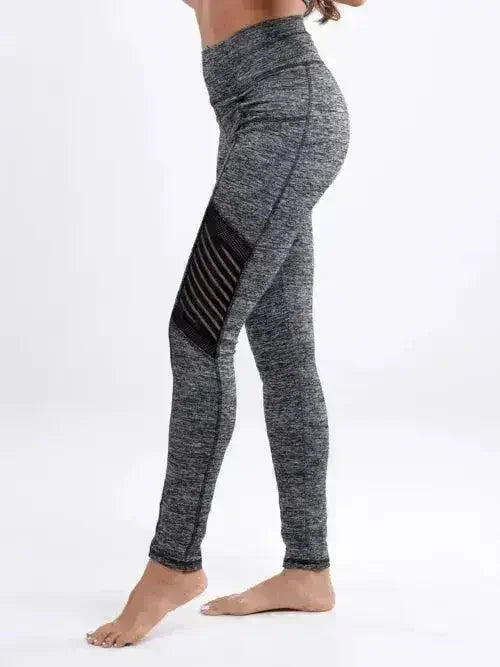Women's High-Waisted Pilates Leggings with Side Pockets & Mesh Panels