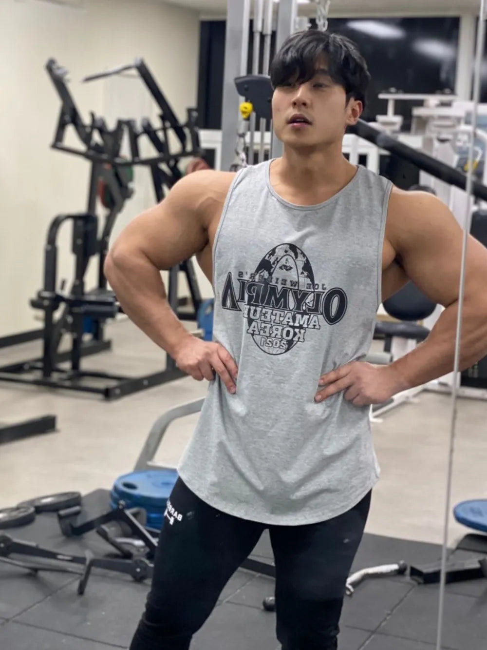 Men's Plus Size Graphic Round Neck Active Tank Top