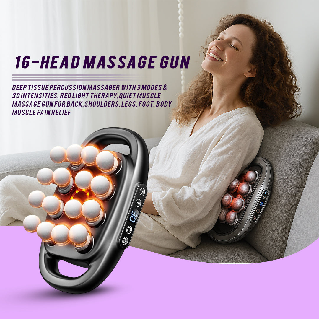 16-Head Muscle Massage Gun Deep Tissue Percussion Massager