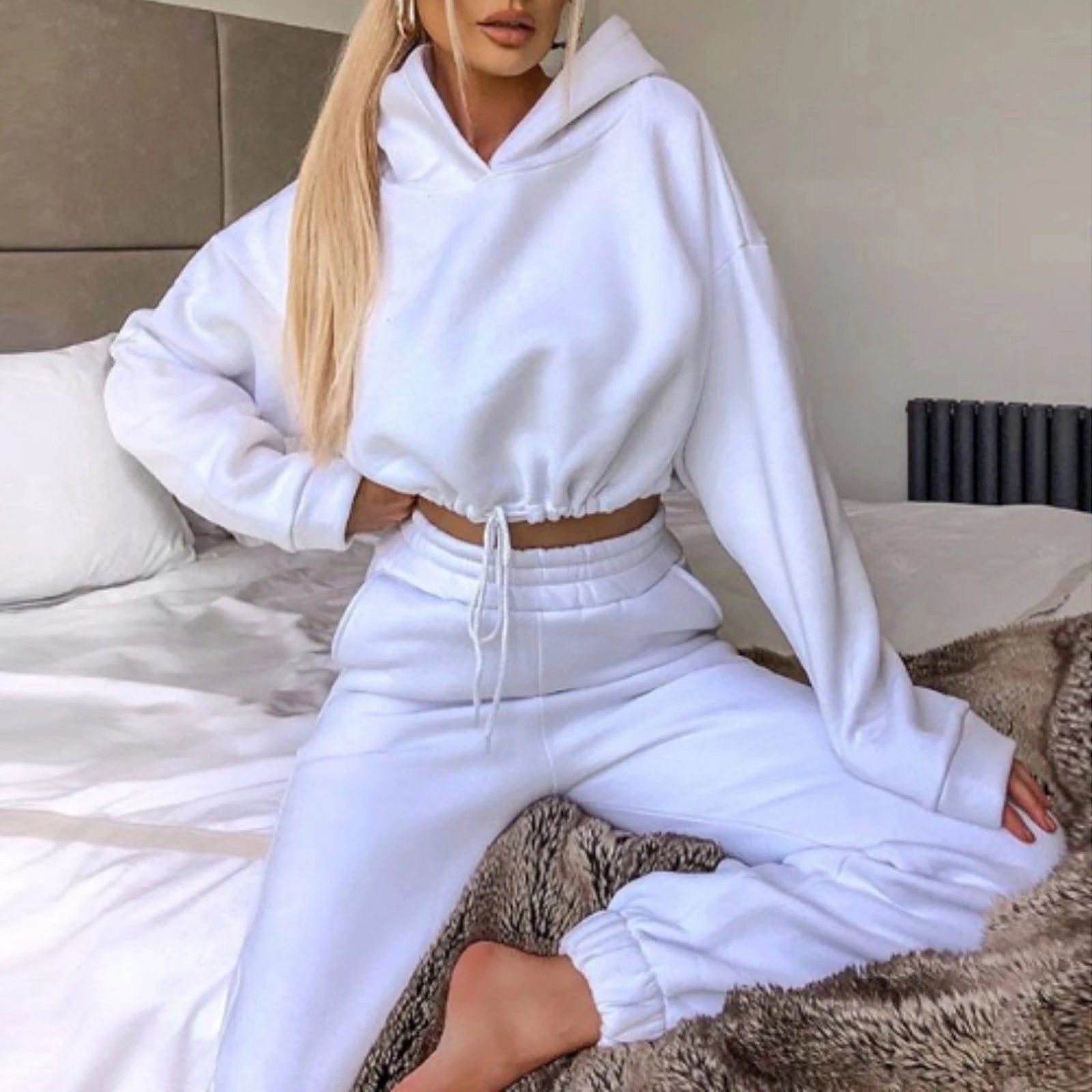 Women's 2-Piece Jogging Suit - Long Sleeve Hoodie Tracksuit