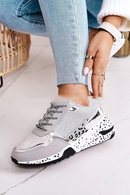 Women Lace-Up Platform Sports Sneakers