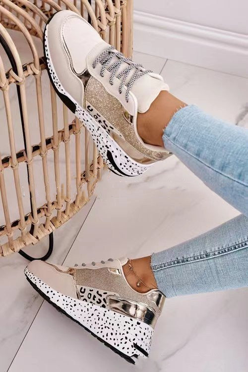 Women Lace-Up Platform Sports Sneakers