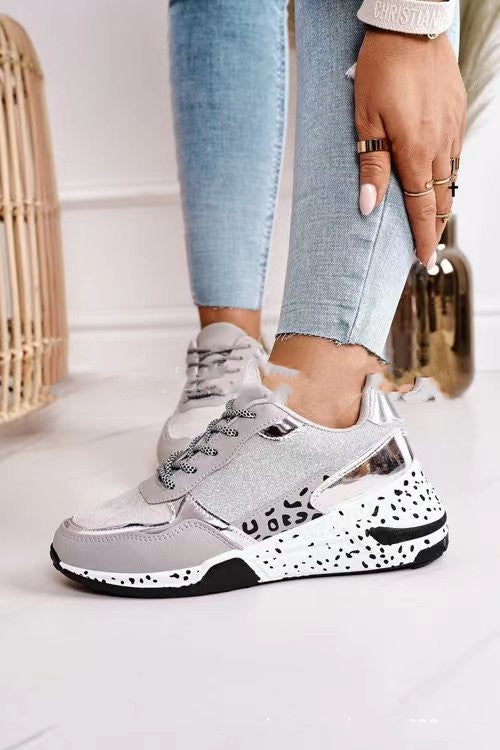Women Lace-Up Platform Sports Sneakers
