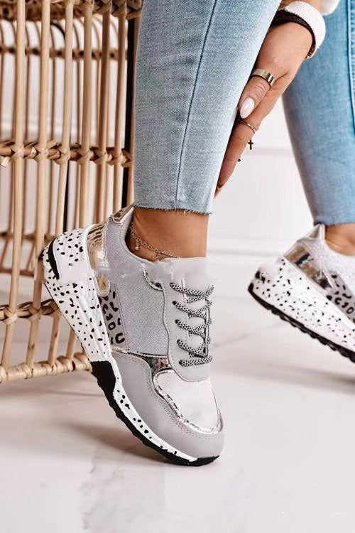 Women Lace-Up Platform Sports Sneakers