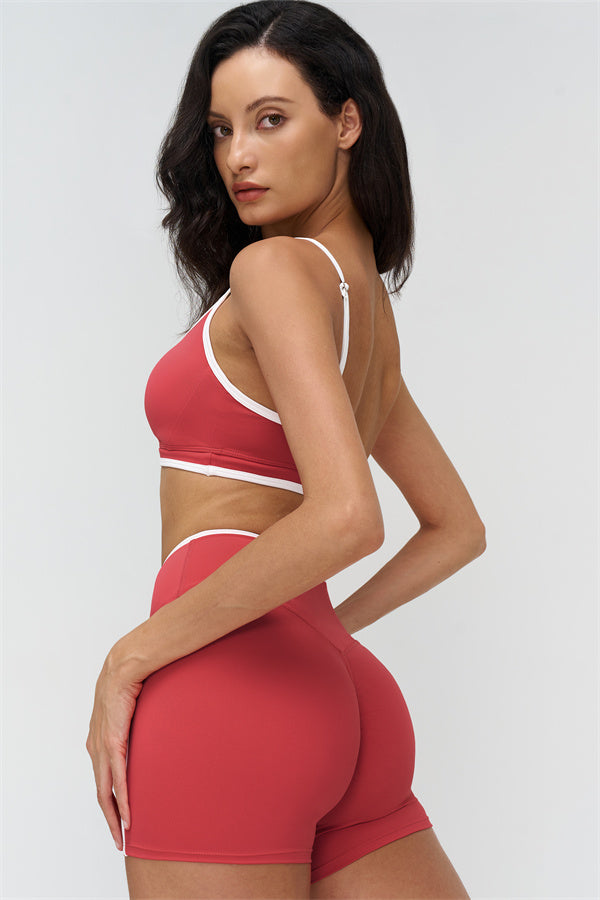 Women's "The Crave" Contrast Sports Bra Shorts 2-Piece Set
