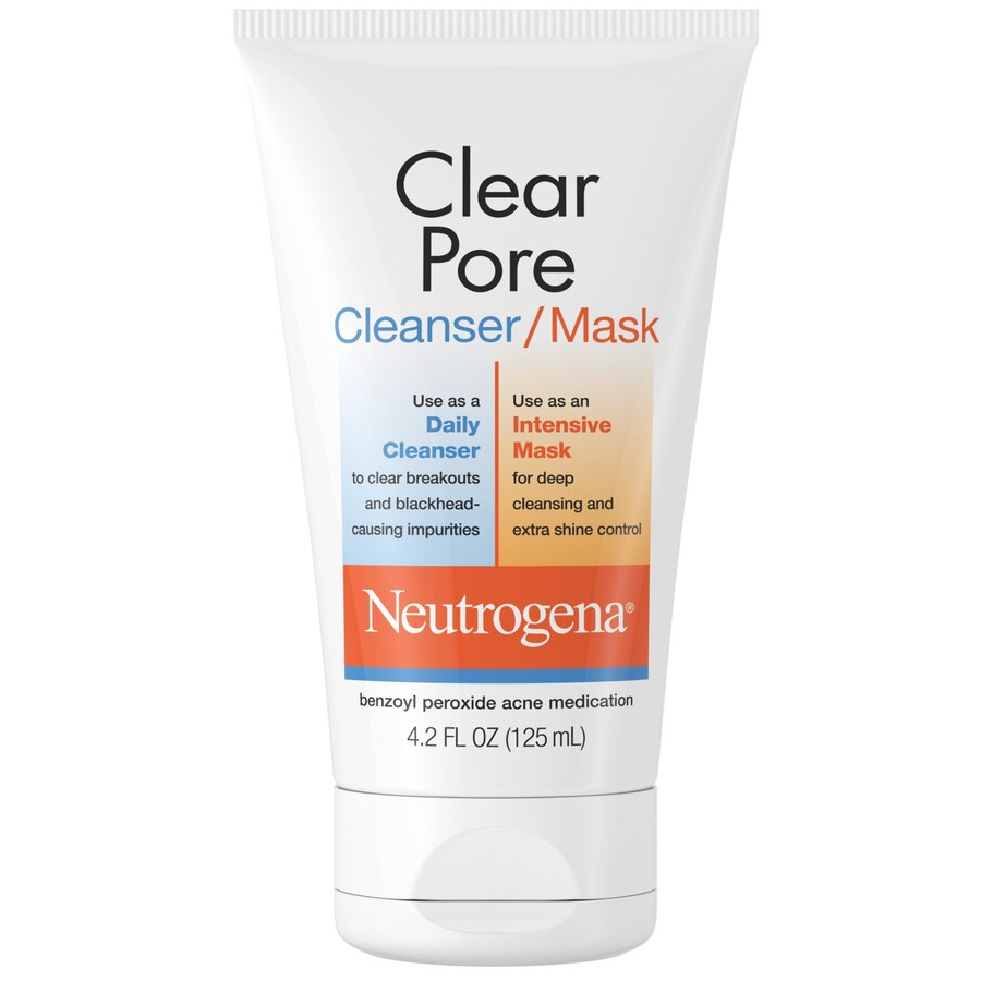 Neutrogena Clear Pore 2 In 1 Facial Cleanser/Face Mask With Kaolin & Bentonite Clay & 3.5% Benzoyl Peroxide