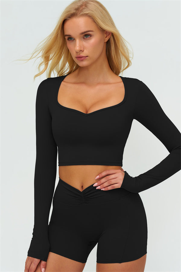 Women's The Lushness Long Sleeve Crop Top Shorts 2-Piece Set