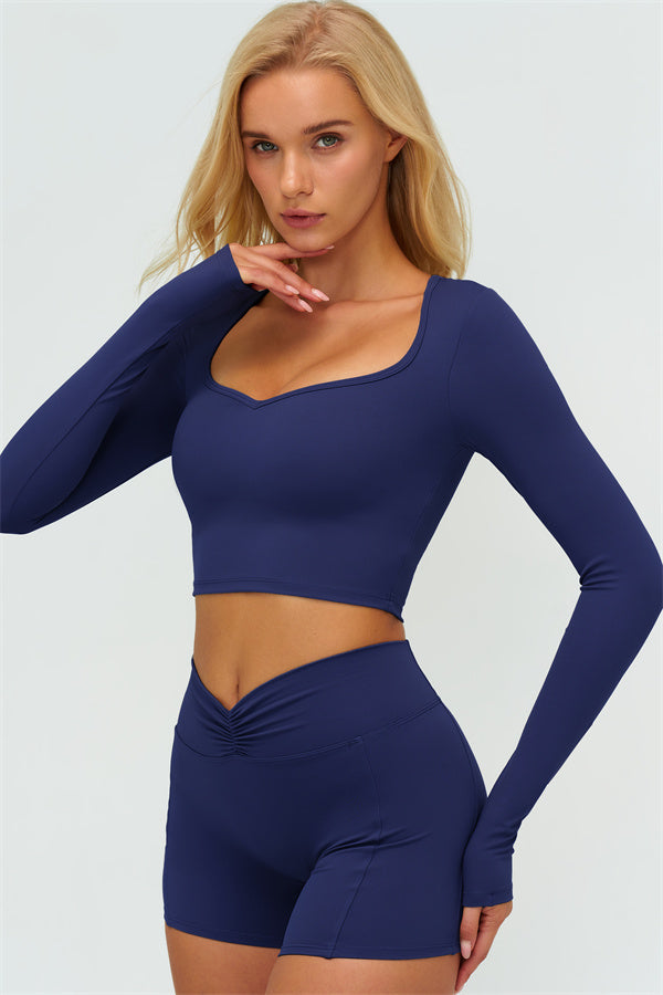 Women's The Lushness Long Sleeve Crop Top Shorts 2-Piece Set