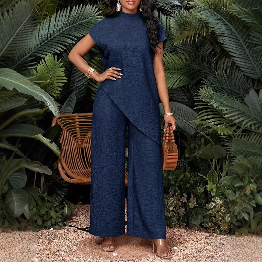 Women’s Two-Piece Asymmetrical Sleeveless Top & Pants Set