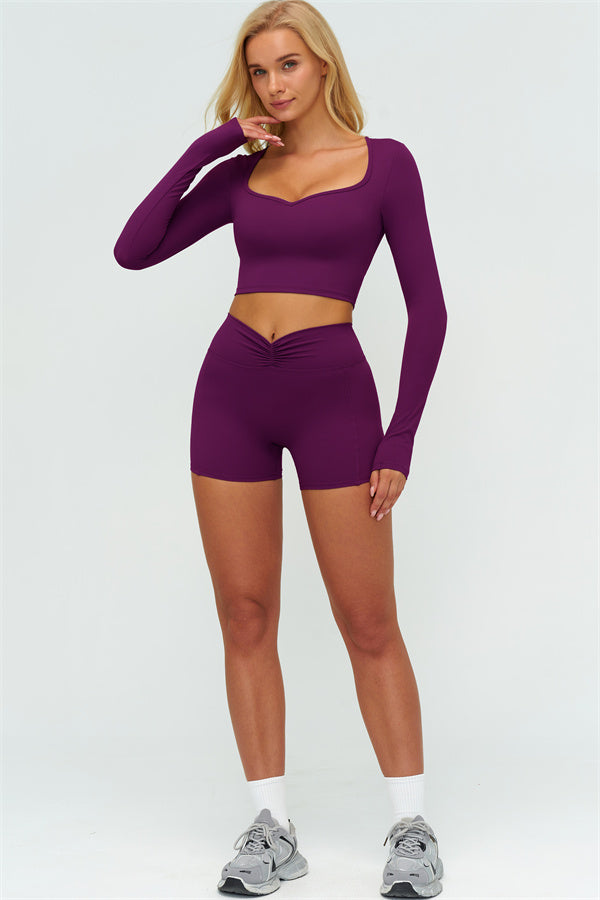Women's The Lushness Long Sleeve Crop Top Shorts 2-Piece Set