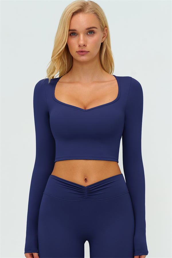 Women's The Lushness Long Sleeve Crop Top Shorts 2-Piece Set