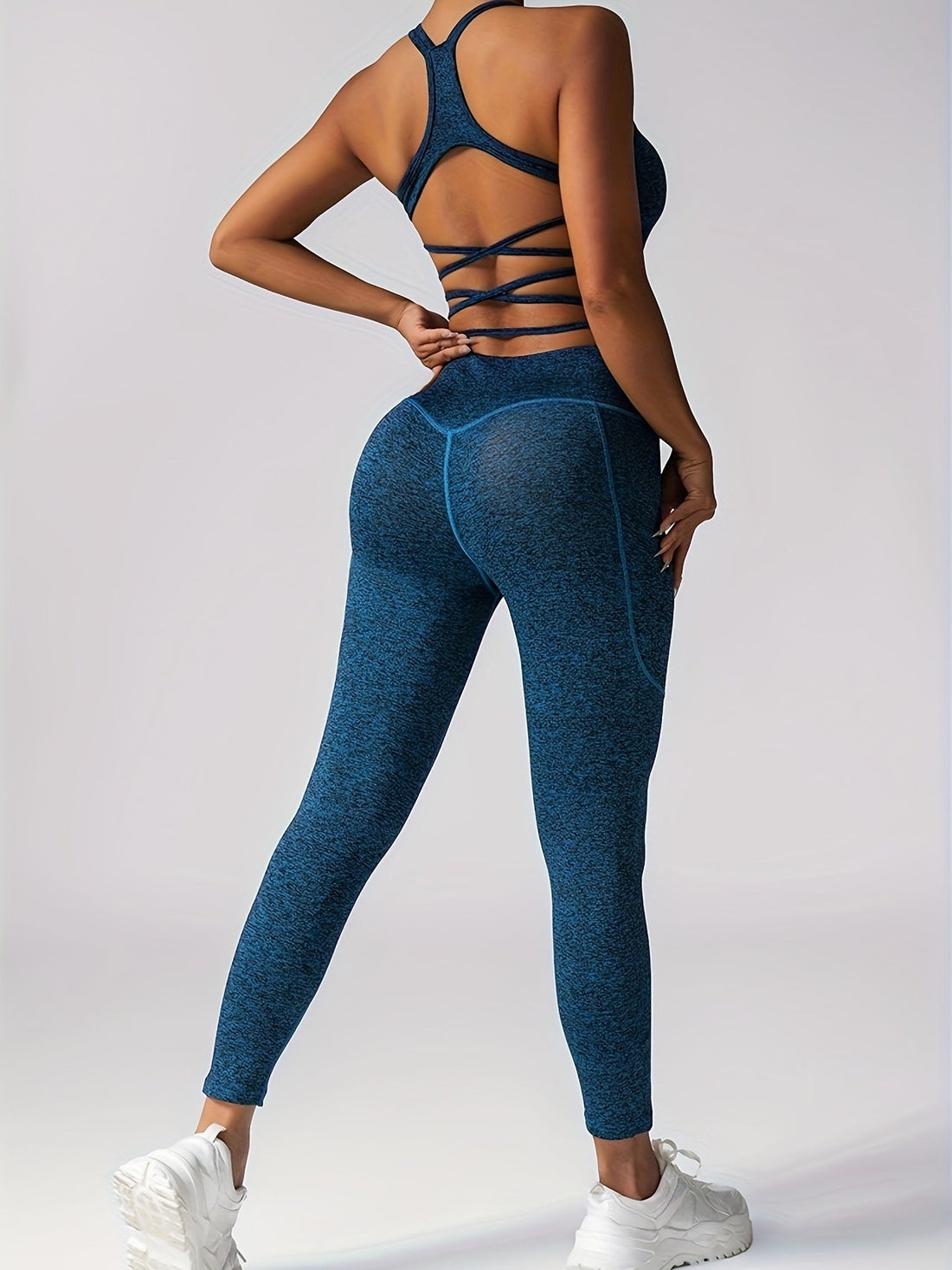 Women's Yoga High Waist Sport Two Piece Workout Set with pockets