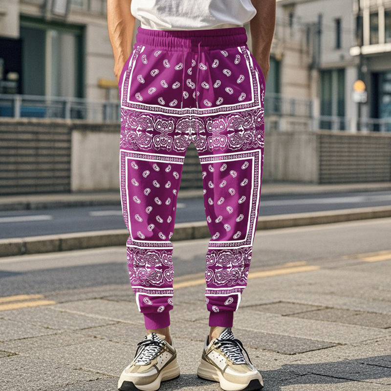 Men's 3D Printing Bandana Fashion Track Pants