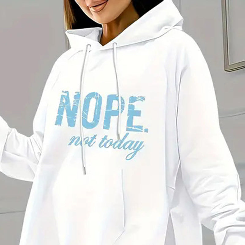 Women's Casual 2-Piece Set Solid Color Leggings & Letter Print Hooded Sweatshirt
