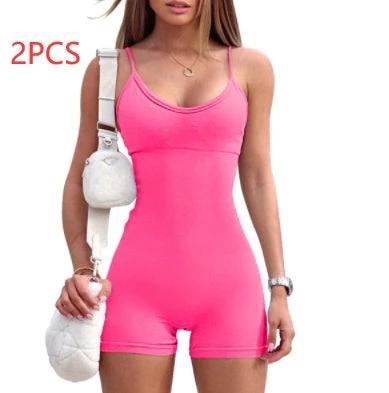 Women's Spaghetti Strap Shorts Yoga Workout Jumpsuit