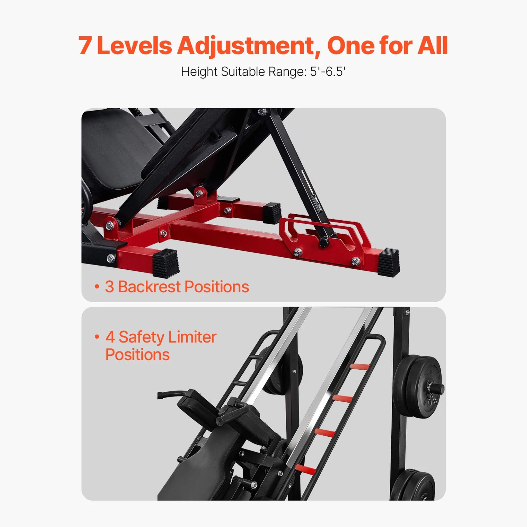 Rovix 2000LBS Adjustable Leg Press And Hack Squat Machine For Home Gym Workouts