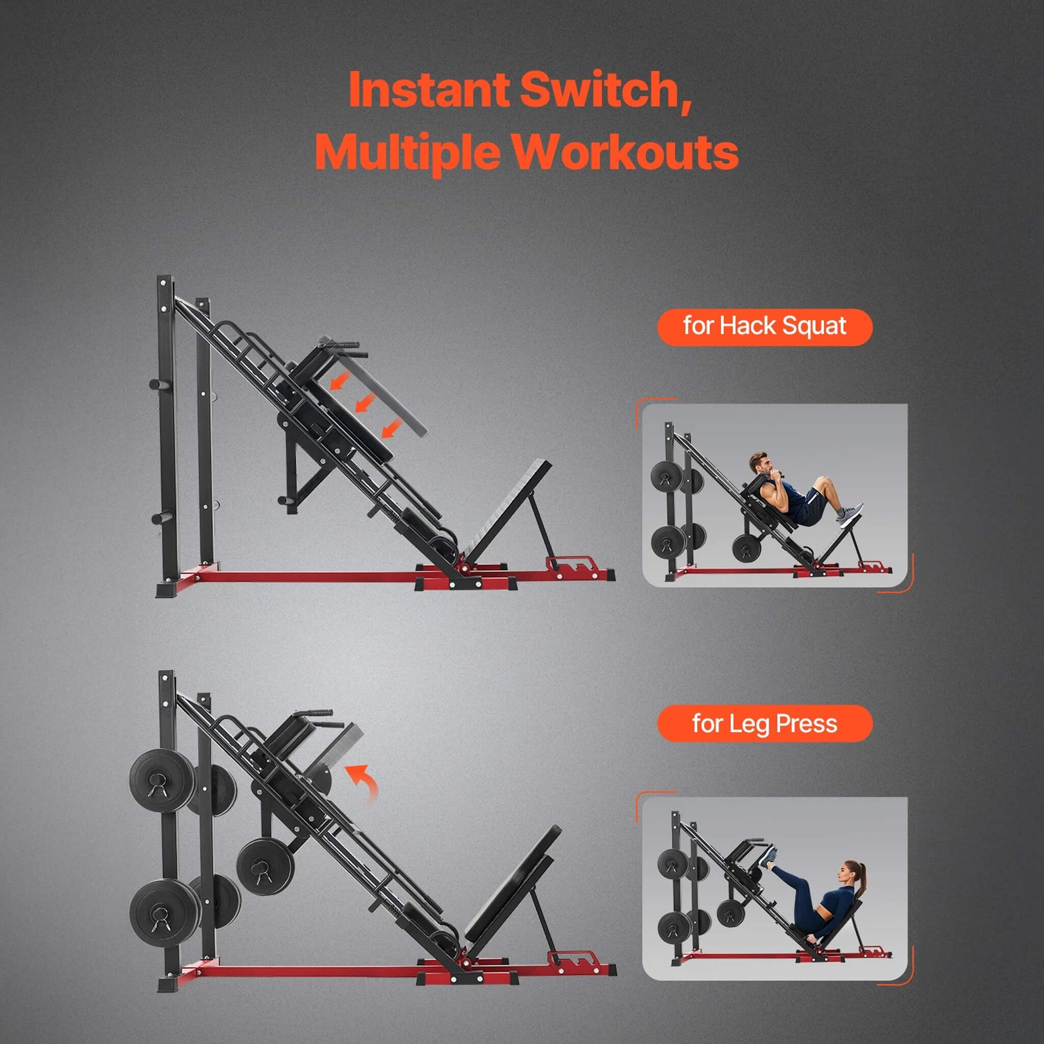 Rovix 2000LBS Adjustable Leg Press And Hack Squat Machine For Home Gym Workouts