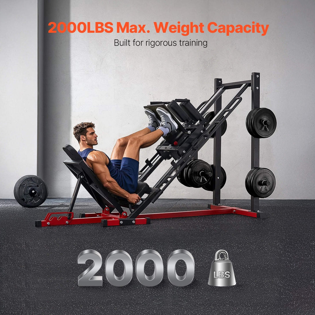 Rovix 2000LBS Adjustable Leg Press And Hack Squat Machine For Home Gym Workouts