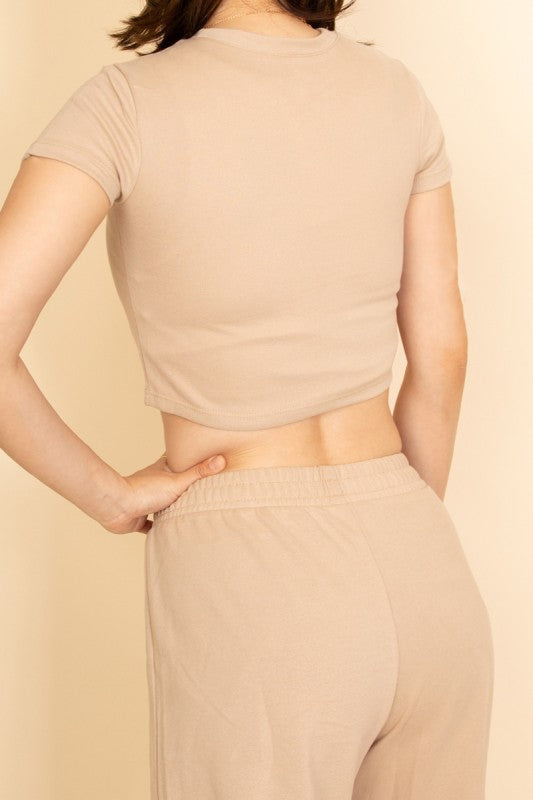Women's Relaxed Fit Top and Wide-Leg Pants Set