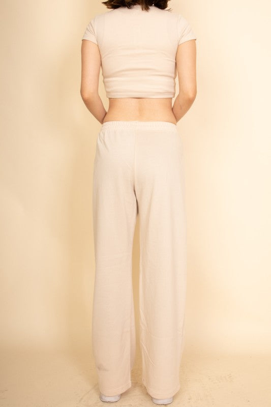 Women's Relaxed Fit Top and Wide-Leg Pants Set