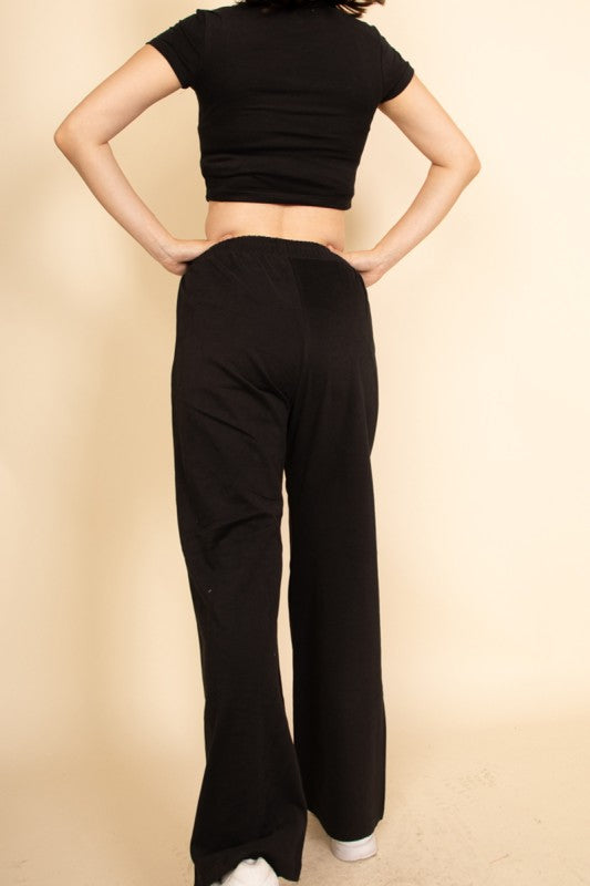 Women's Relaxed Fit Top and Wide-Leg Pants Set