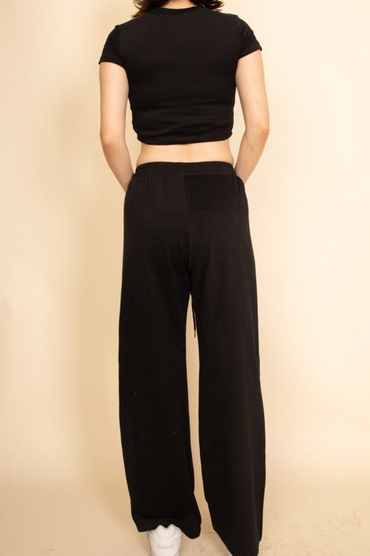 Women's Relaxed Fit Top and Wide-Leg Pants Set