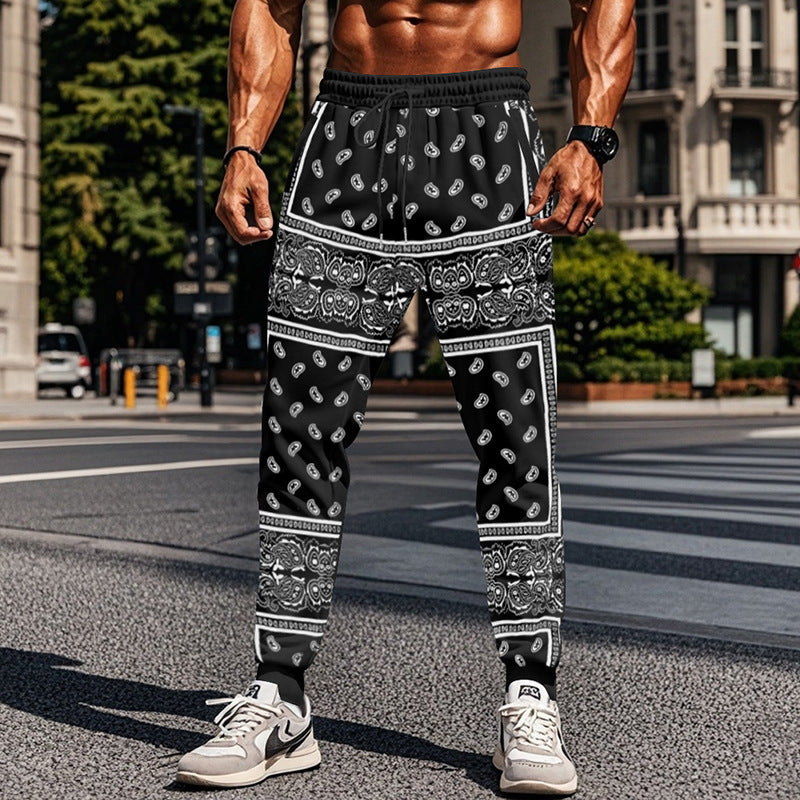 Men's 3D Printing Bandana Fashion Track Pants