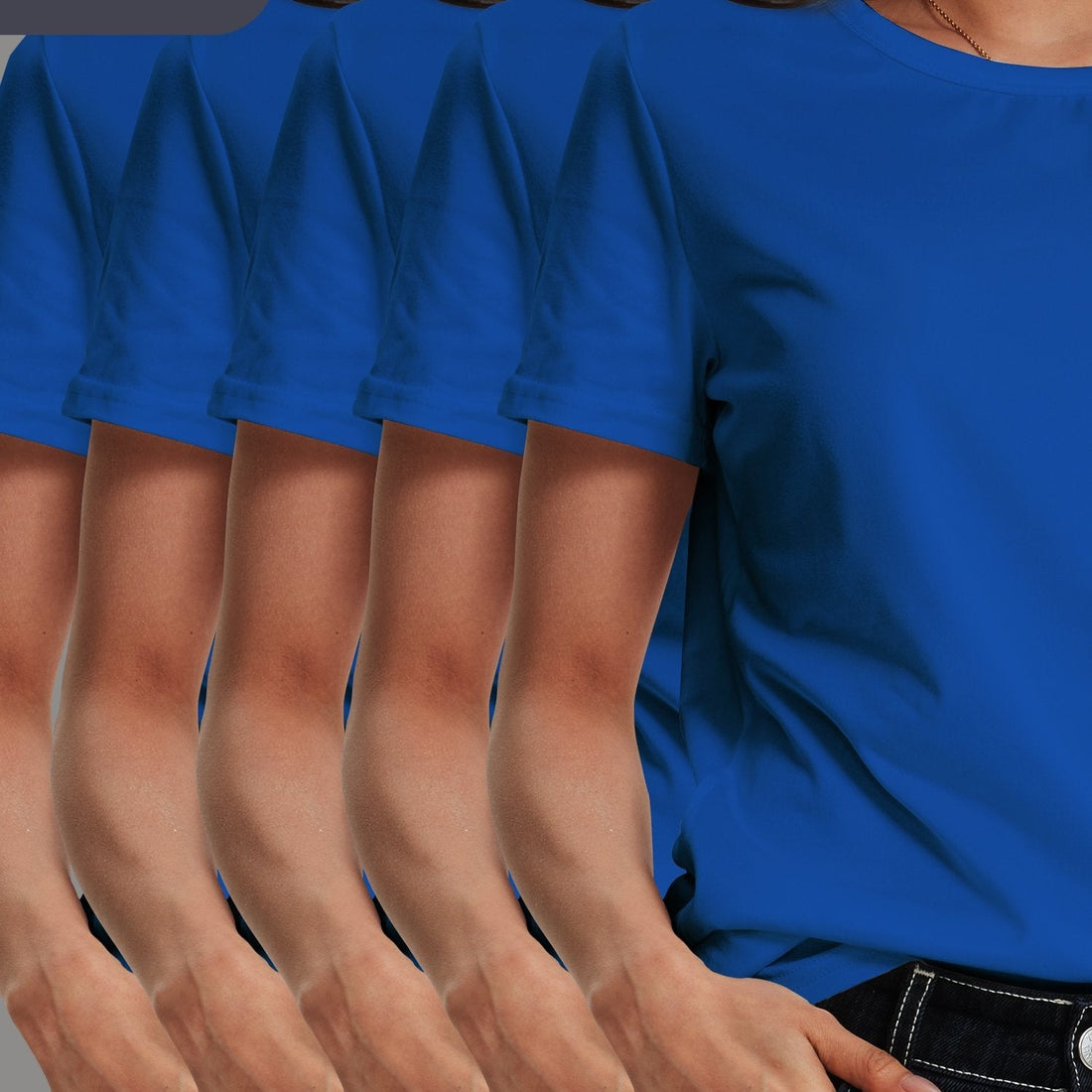 5 Pack Women's Soft Stretch Casual Round Neck T-Shirts