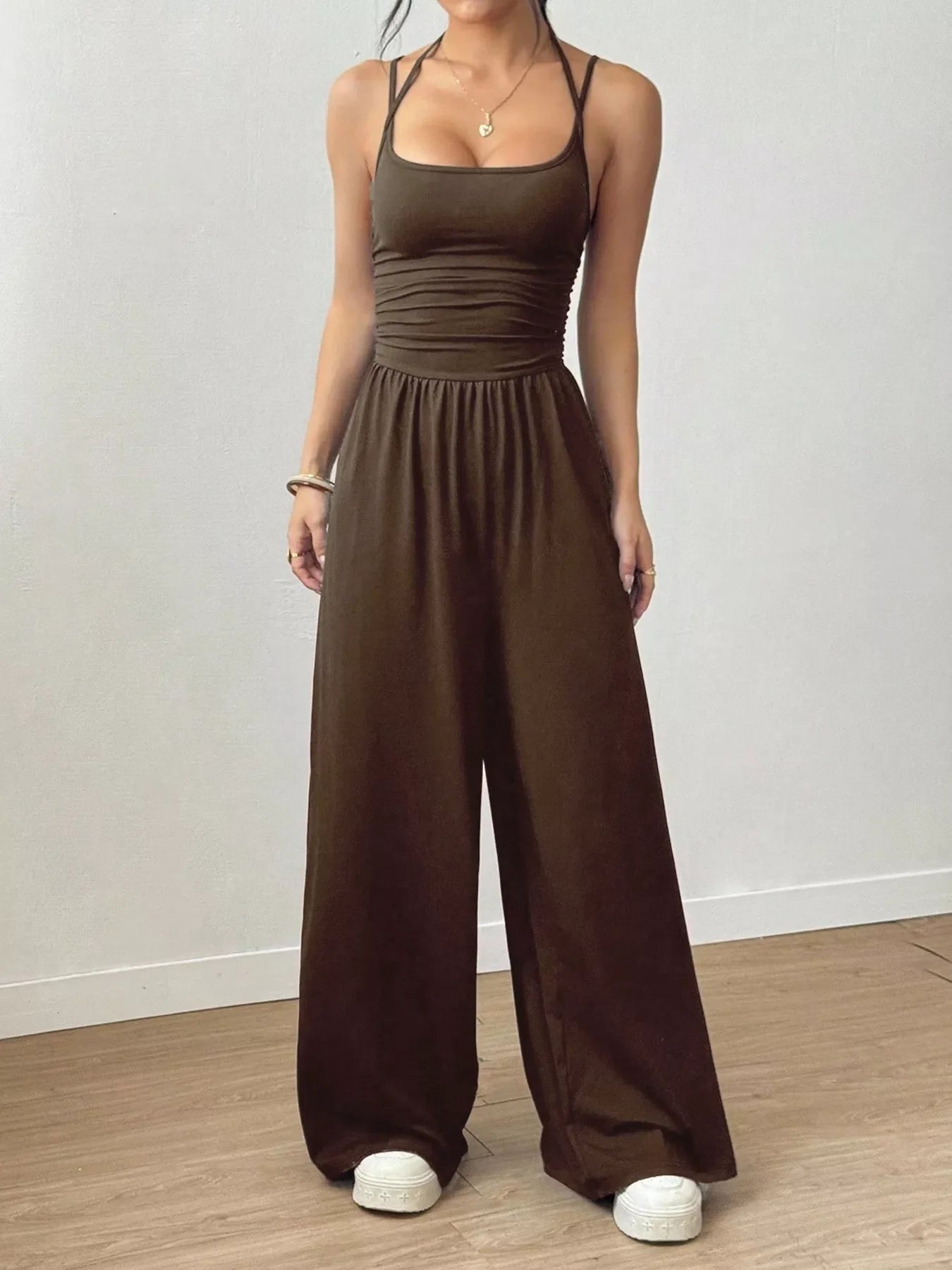 Women's Casual Sleeveless Wide Leg Jumpsuit