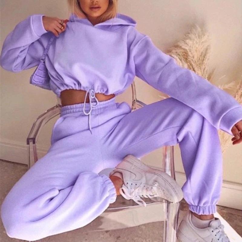 Women's 2-Piece Jogging Suit - Long Sleeve Hoodie Tracksuit