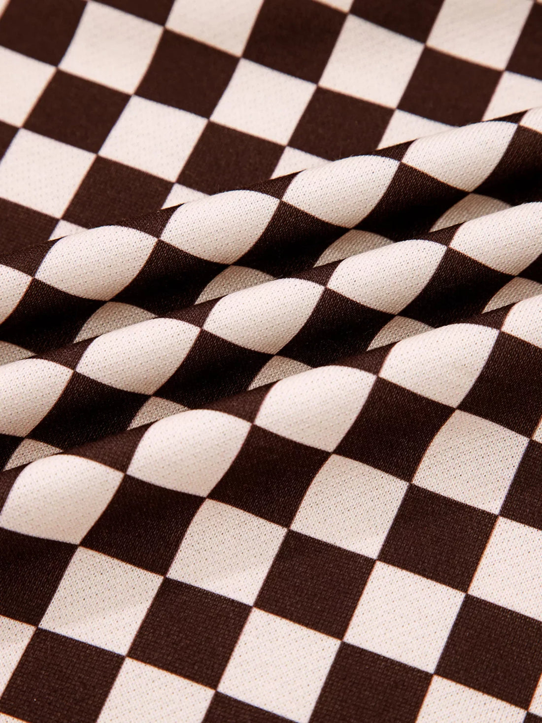 Women's Checkered Drawstring Hoodie and Pants Set