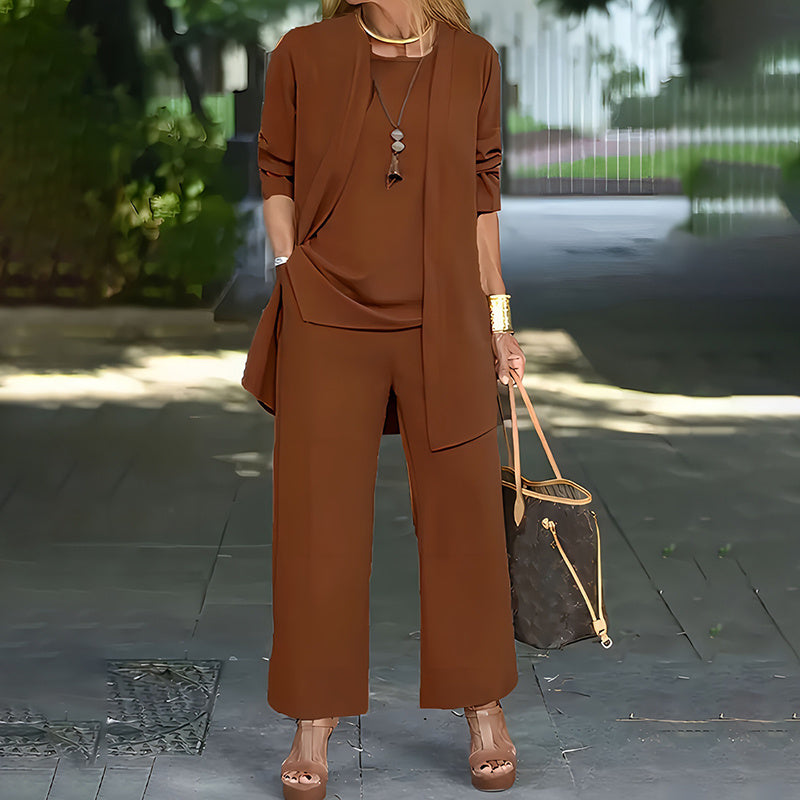 Women's Plus Size Casual Open Front Cardigan 3-Piece Set