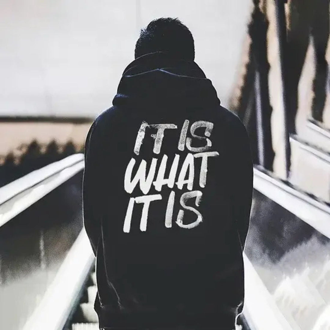 Men’s Casual "It Is What It Is" Distressed Print Hoodie