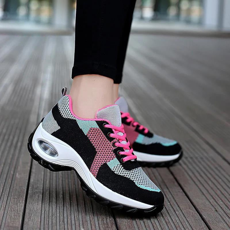 Women's Breathable Air-Cushioned Mesh Sneakers - Lightweight Athletic Walking Shoes