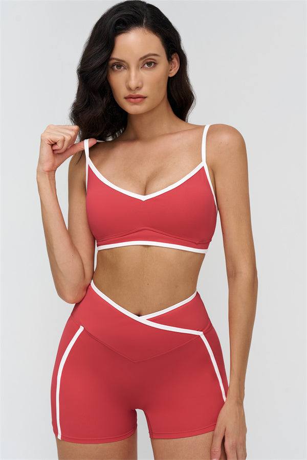 Women's "The Crave" Contrast Sports Bra Shorts 2-Piece Set